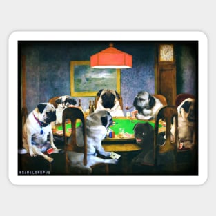 Pugs playing poker Sticker